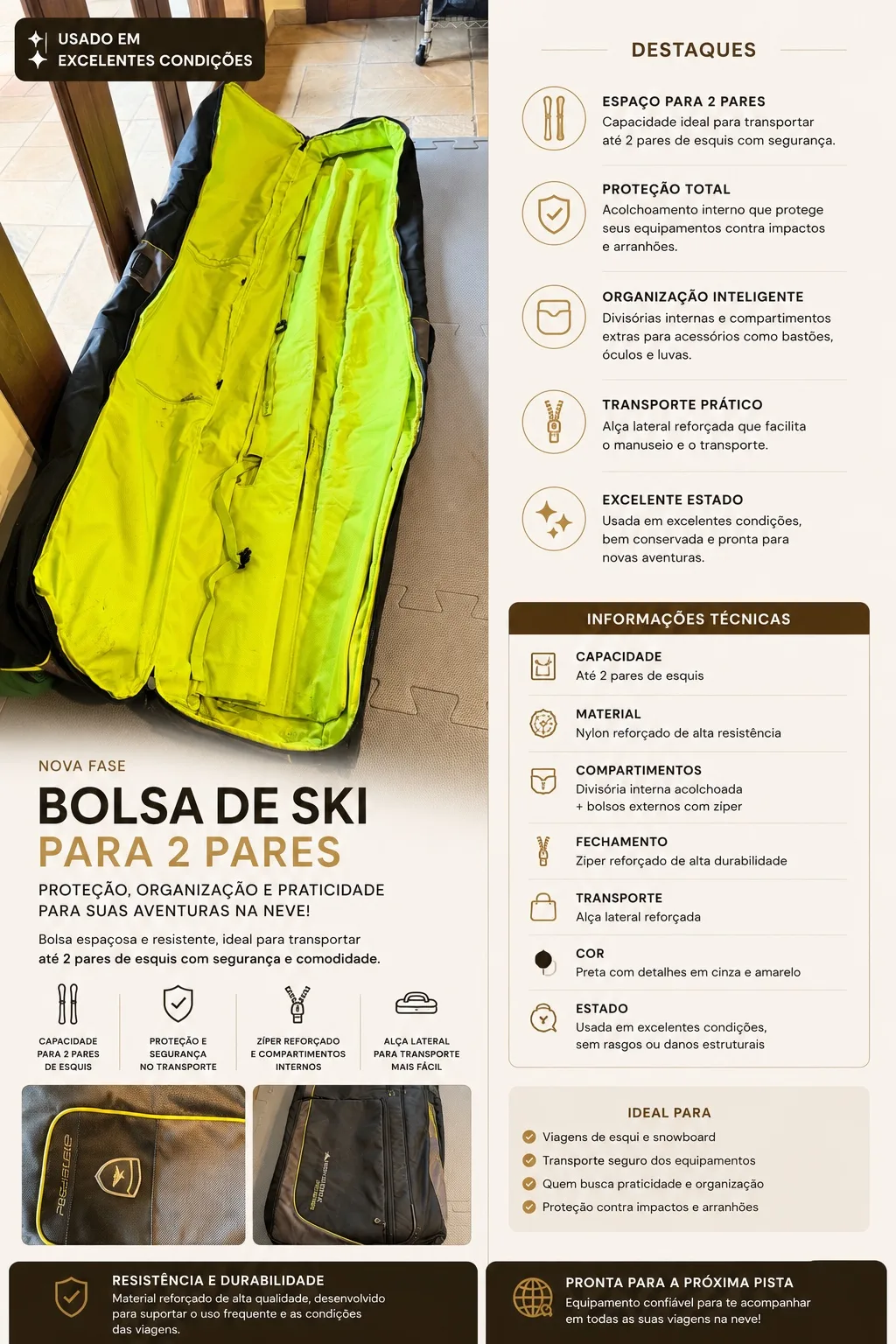 Bolsa de Ski para 2 Pares