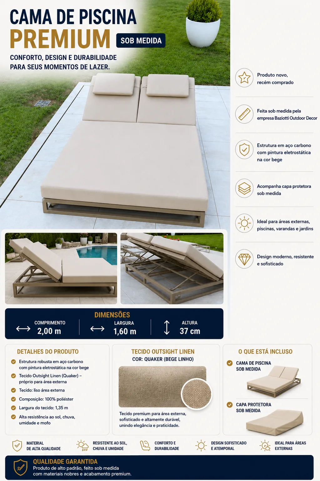Cama de Piscina Premium