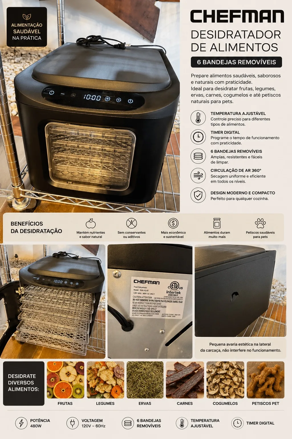 Chefman Desidratador de Alimentos — 6 Bandejas