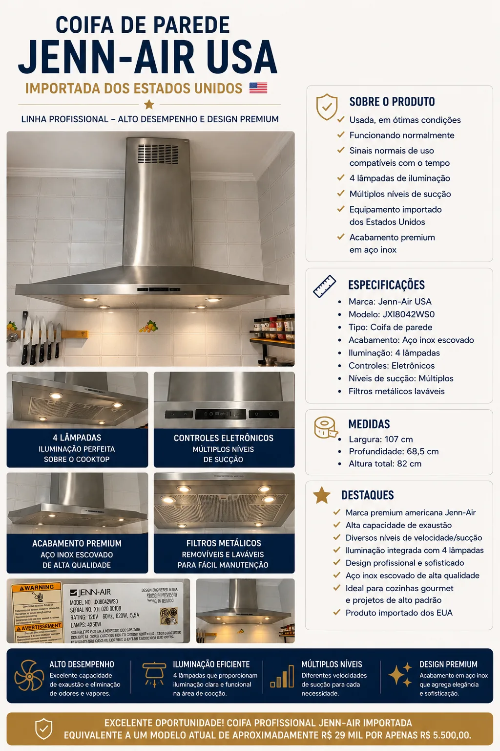 Coifa   Profissional Jenn-Air USA