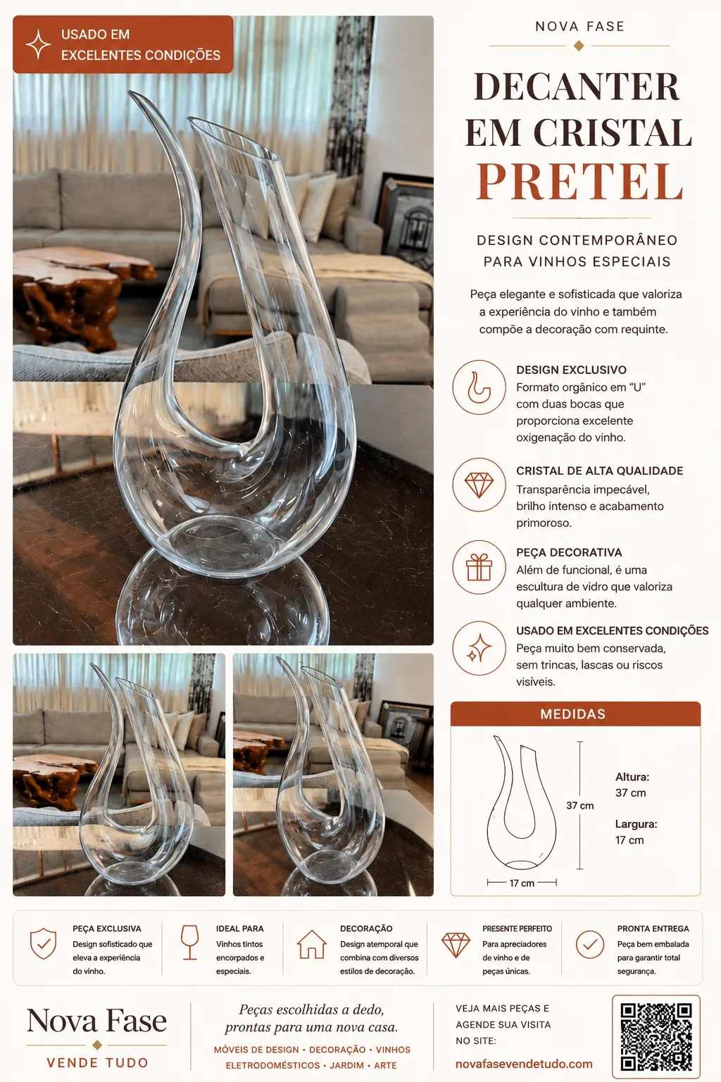 Decanter em Cristal Pretel