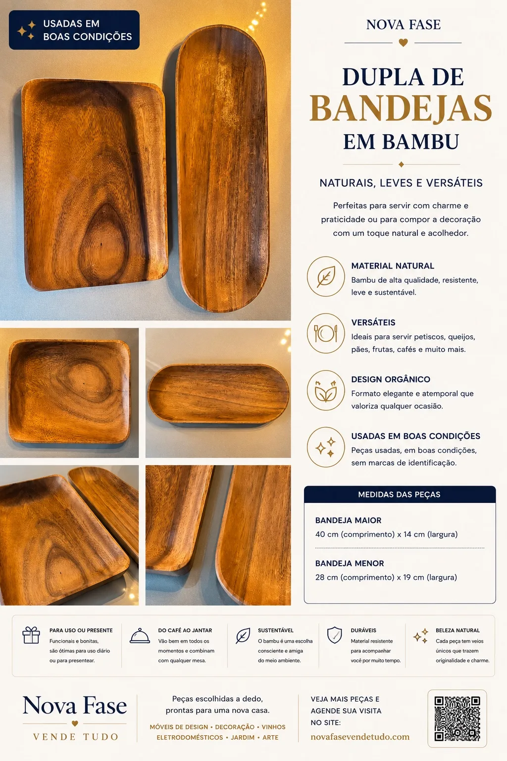 Bandejas em Bambu