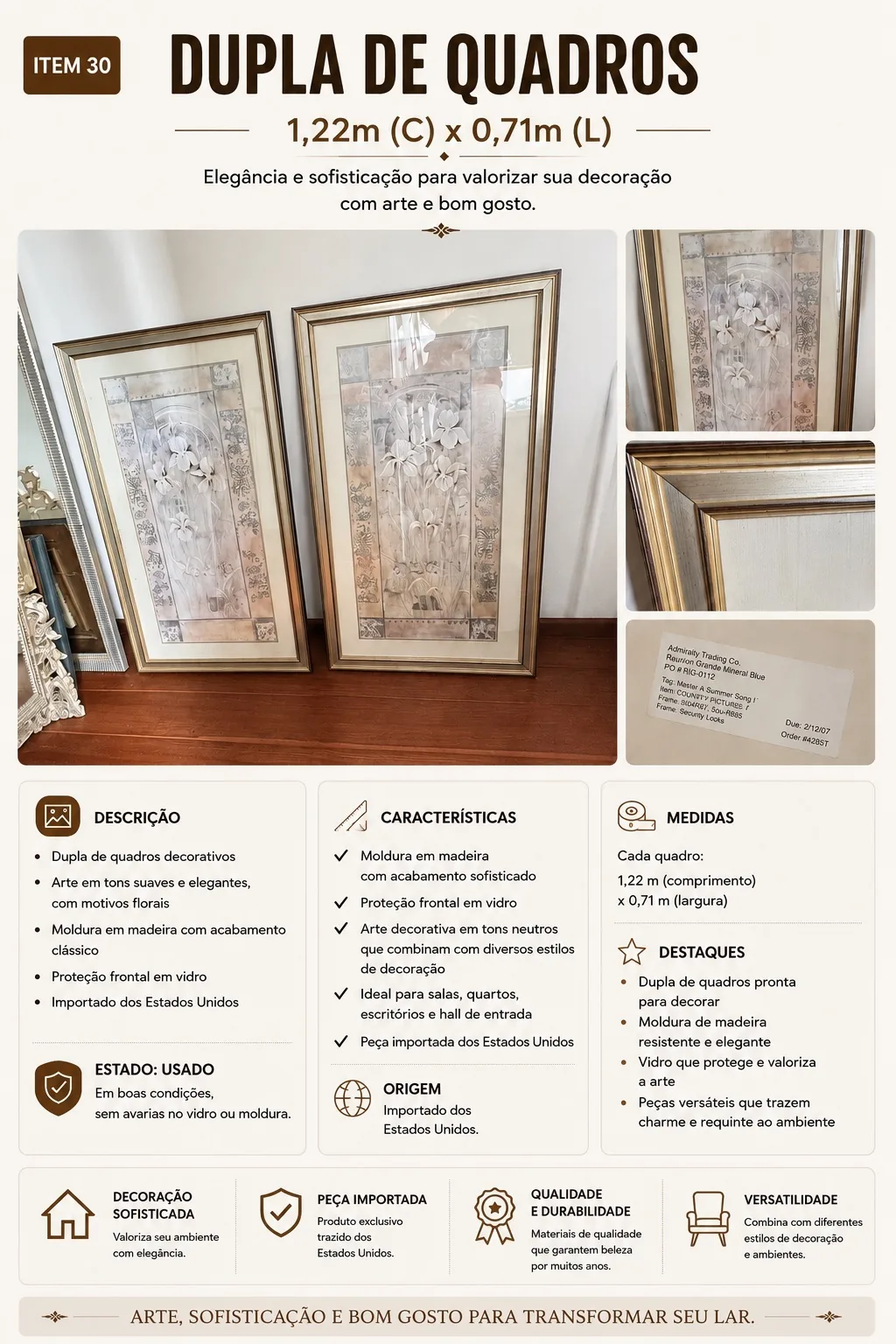 Dupla de Quadros Decorativos Coleção Floral