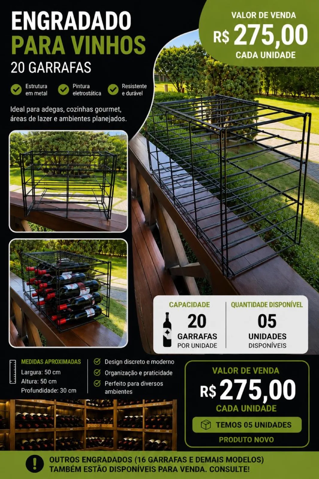 Rack para Vinhos 20 Garrafas