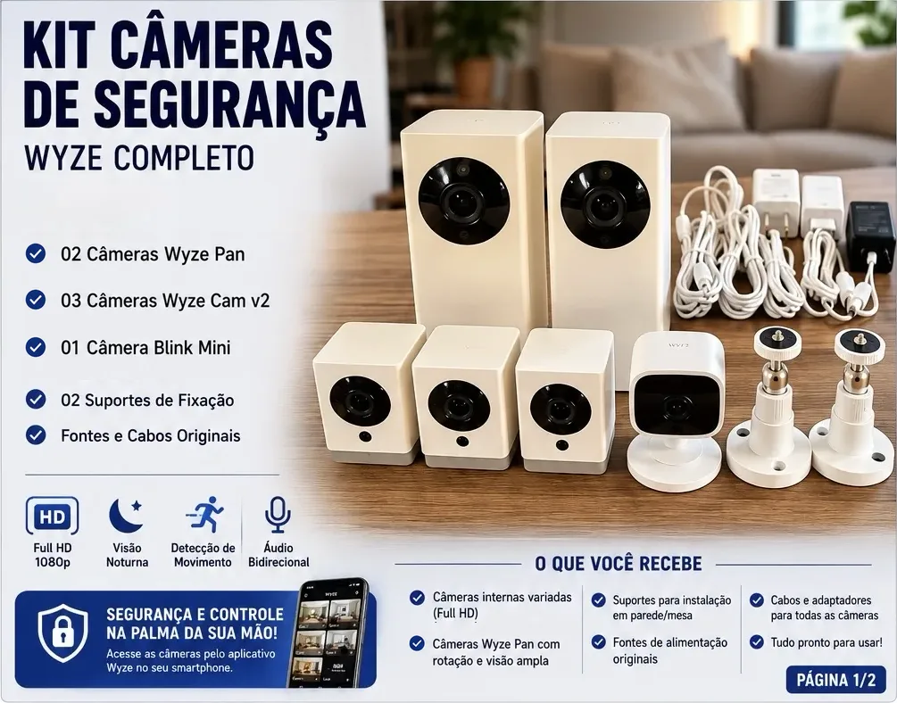 Kit 6 Câmeras de Segurança Wi-Fi — Wyze + Blink