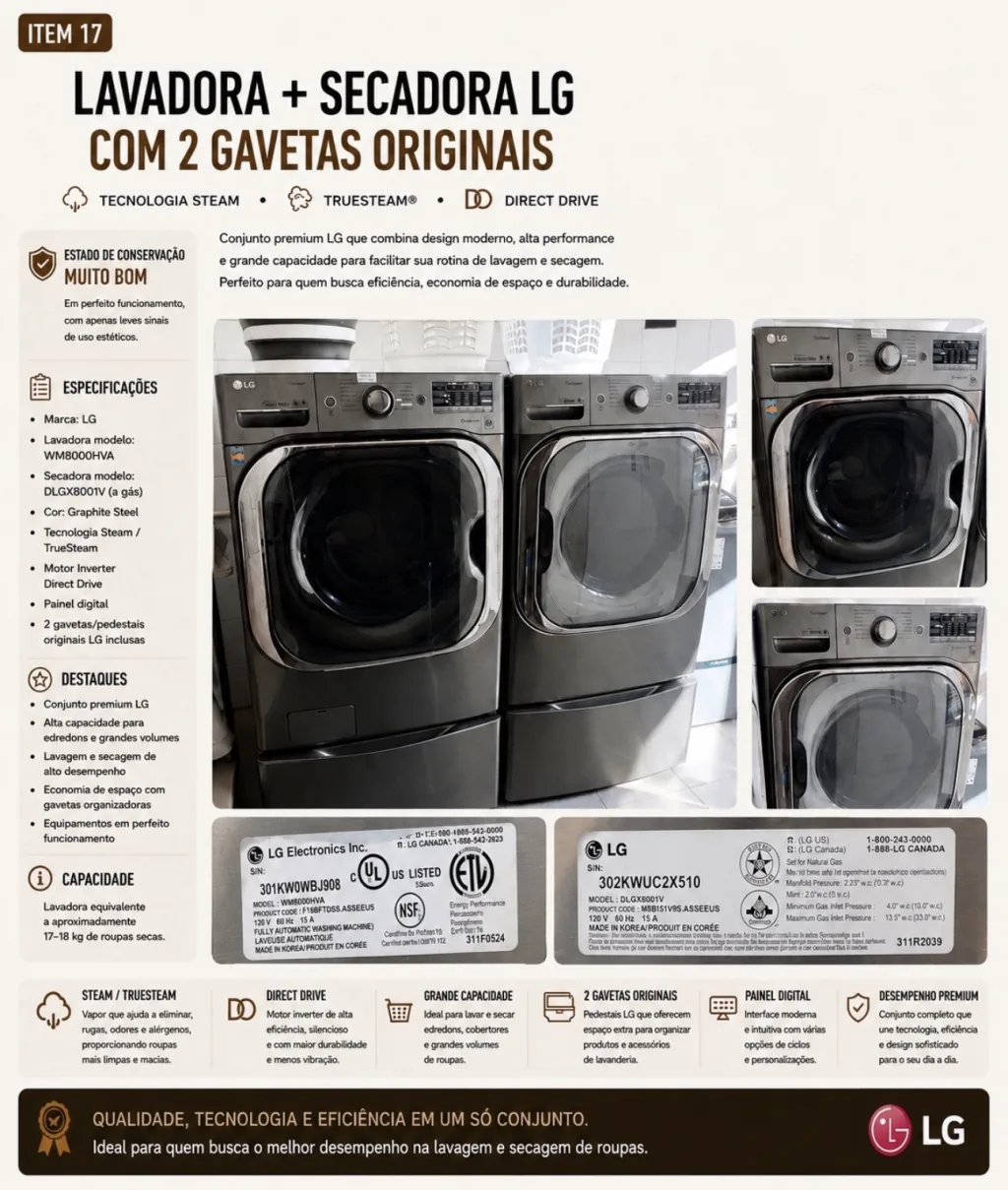 Lavadora + Secadora LG