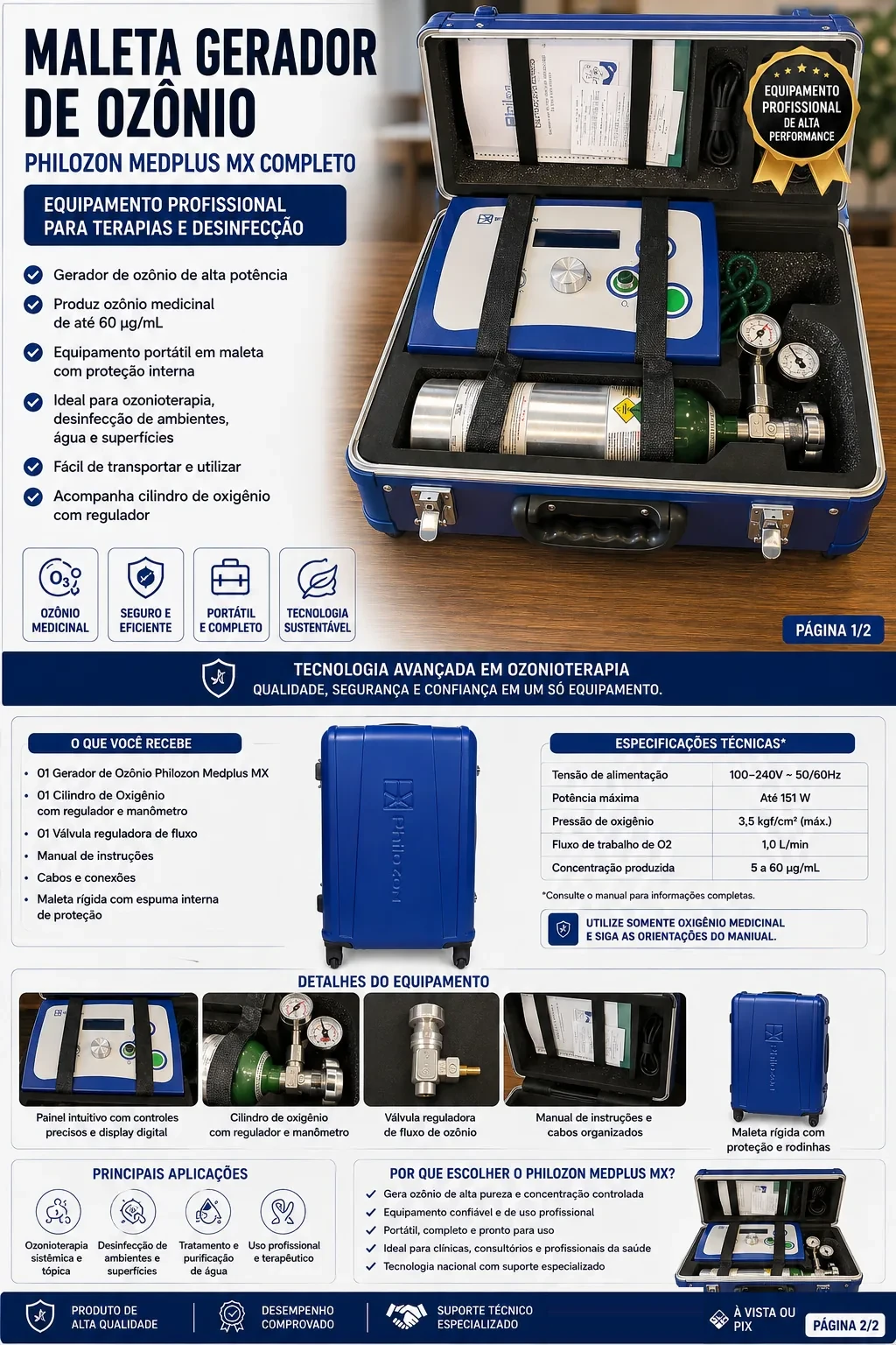 Maleta Gerador de Ozônio Philozon Medplus MX