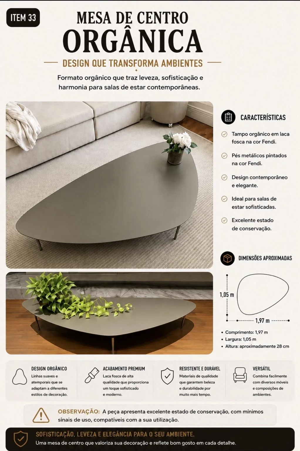 Mesa de Centro Laca Fosca Fendi