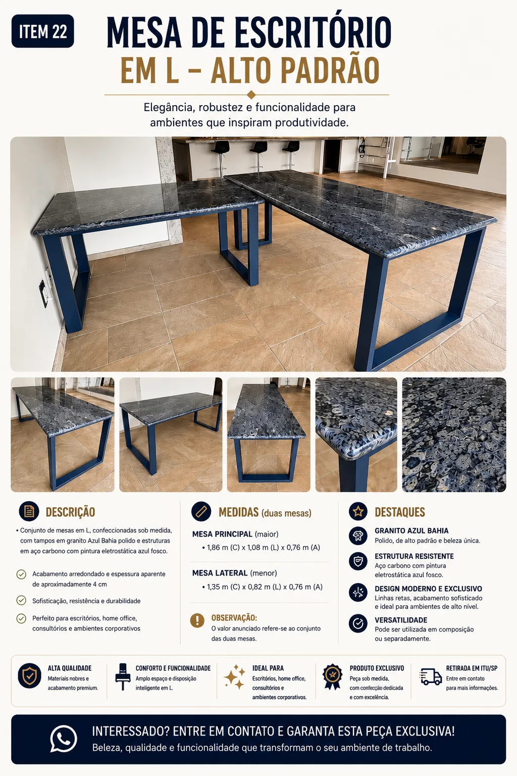 Mesa de Escritório em L