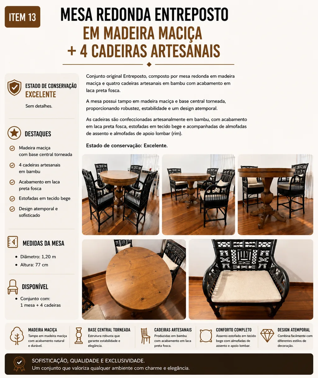 Mesa Redonda Entreposto + 04 Cadeiras