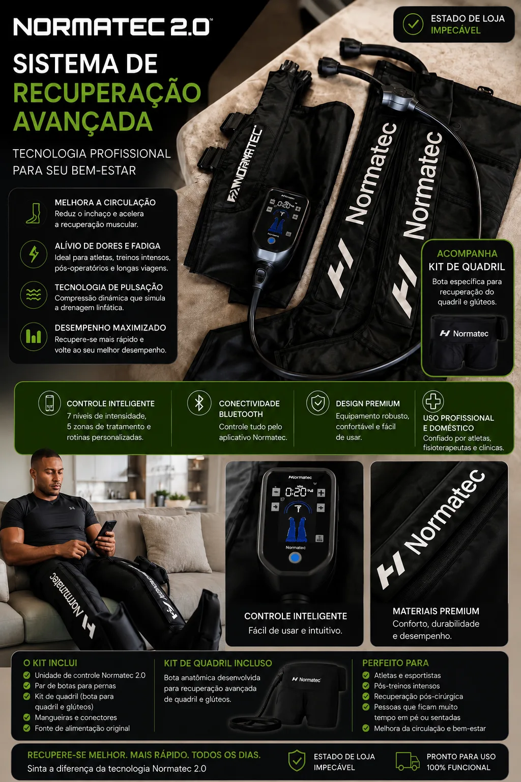 Normatec 2.0 — Sistema de Recuperação Avançada