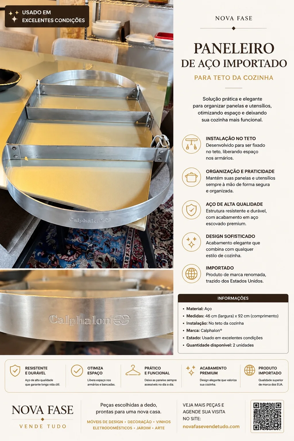 Paneleiro de Aço Importado Calphalon para Teto