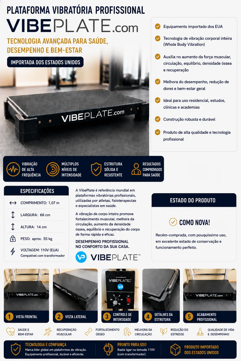 Plataforma Vibratória VibePlate Profissional USA