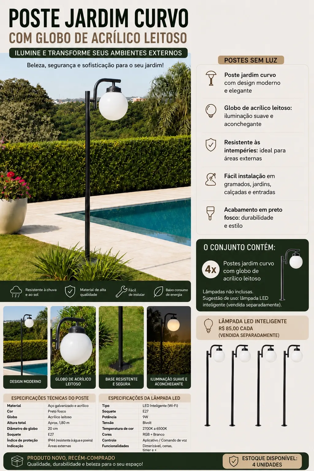 Poste de Luz para Jardim