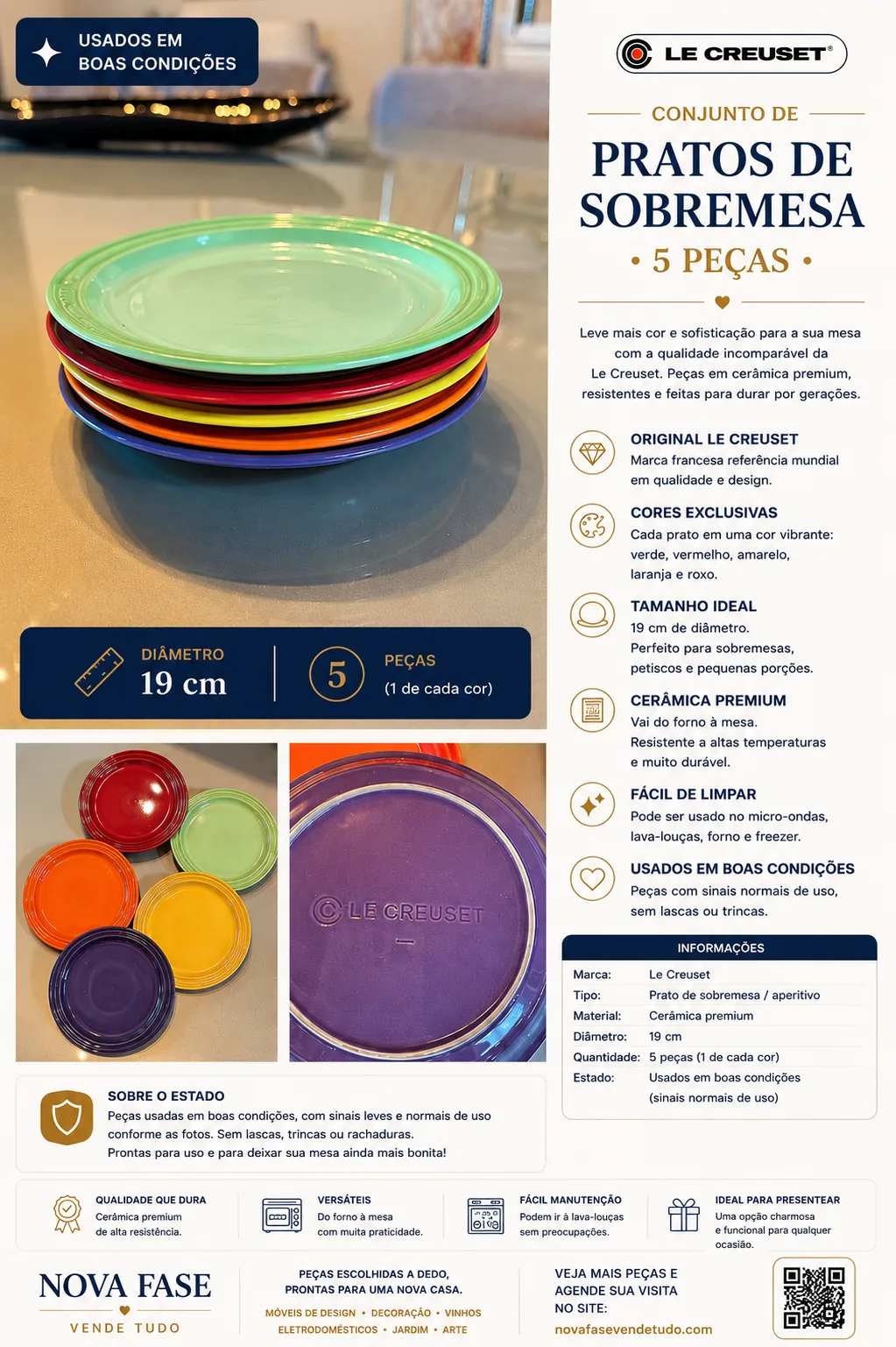 Conjunto de Pratos de Sobremesa Le Creuset  05 Peças