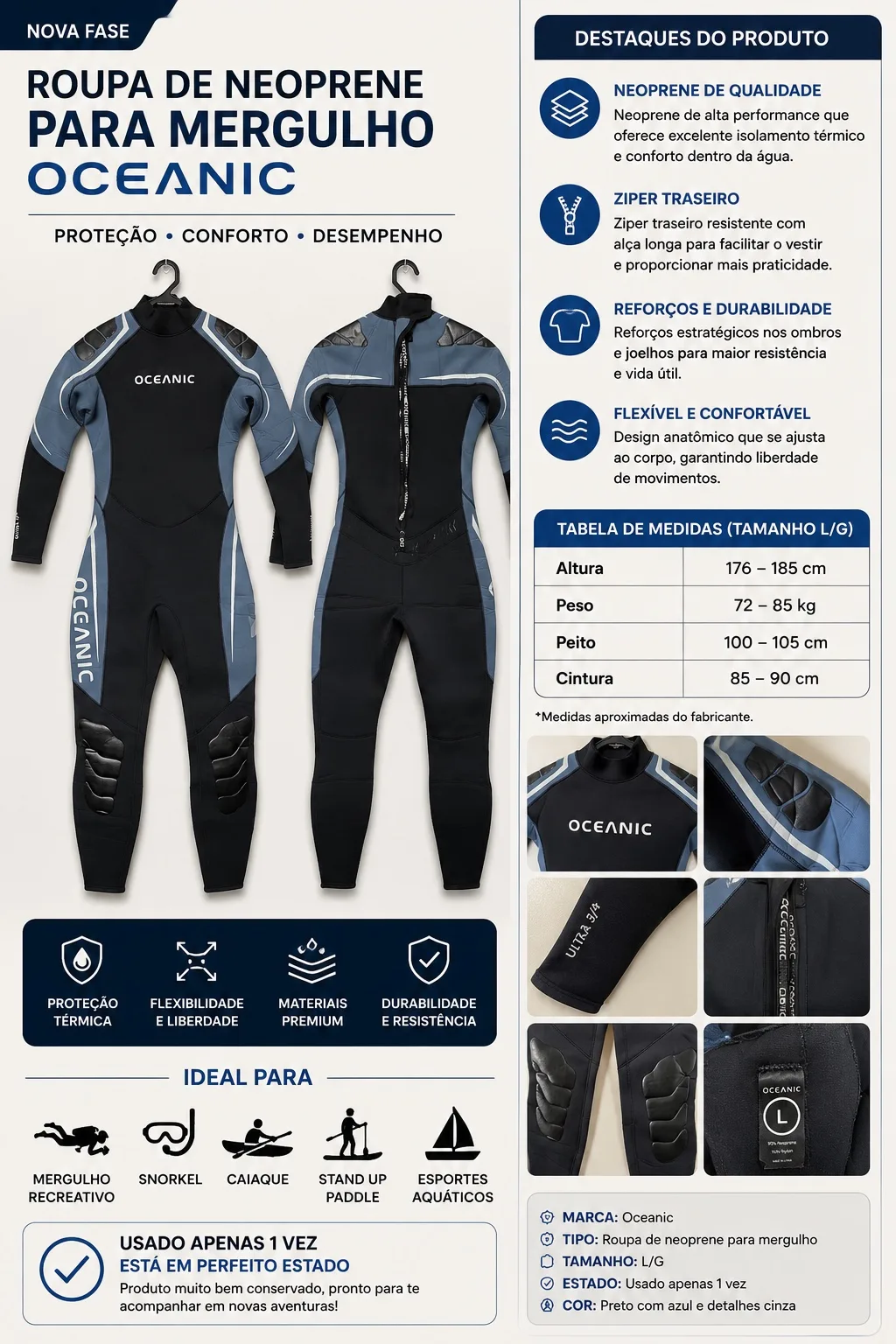 Roupa de Neoprene para Mergulho Oceanic