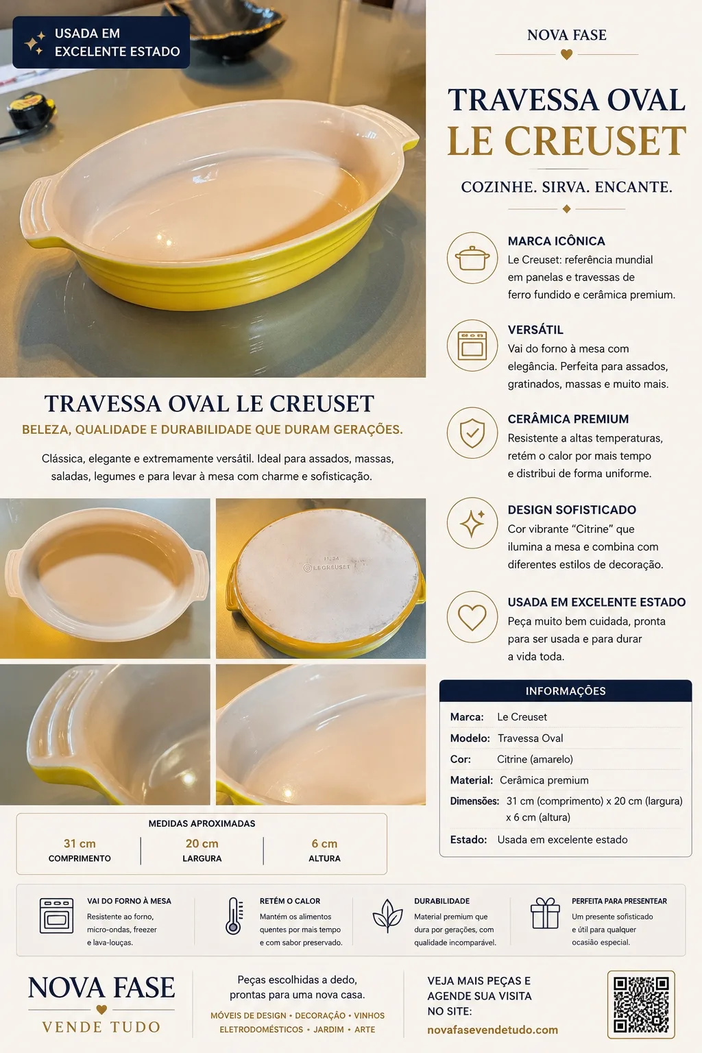 Travessa Oval Le Creuset 31 × 20 cm